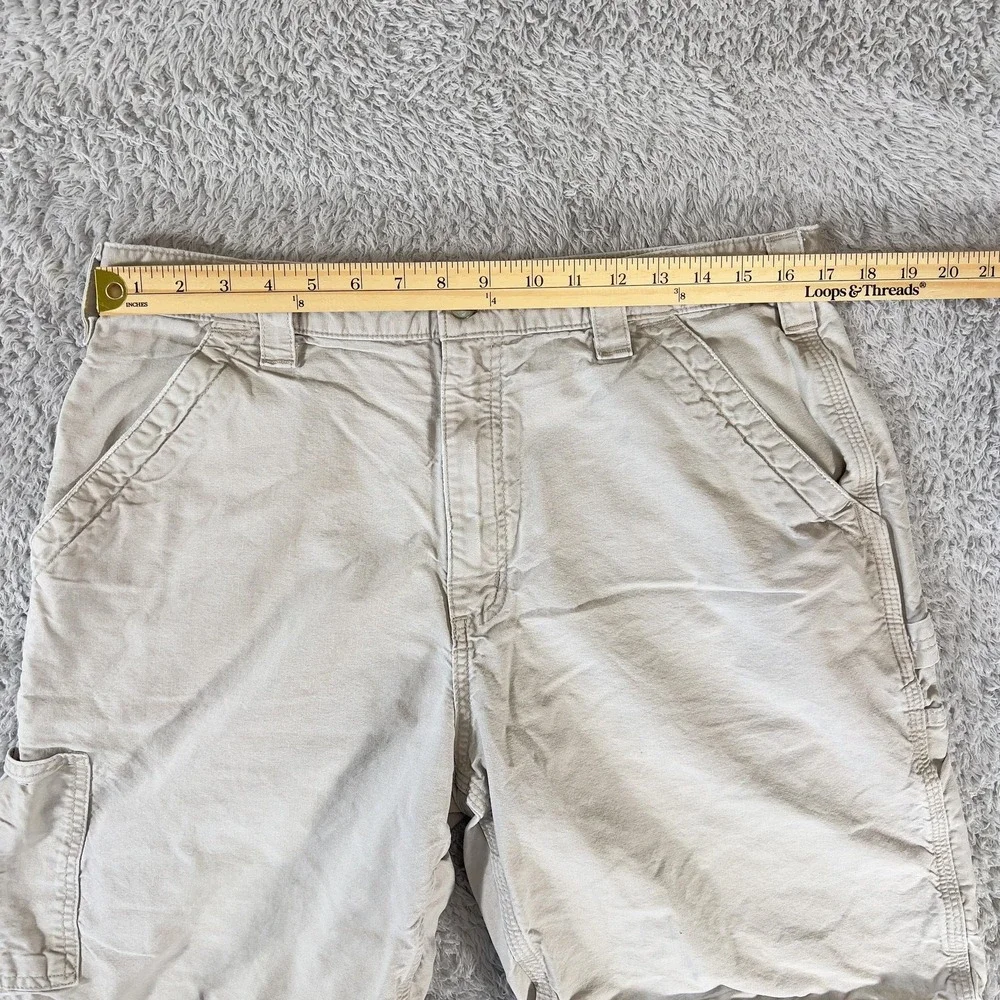 Carhartt Shorts Mens 36 Beige Canvas Cargo Workwear Carpenter Utility 10in
